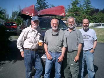 Phil Bauer, Don Hornbeck, Dan Linnell,  & John Richardson all sport beards at the end of their long trip.  Photo courtesy Don Hornbeck