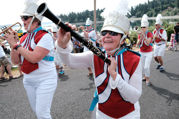 The Filucy Bay Marching band enthralled parade-watchers with their trademark nonmusical stylings at the 20+ annual Fourth of July parade in Home. The parade has the distinction of being the oldest, longest and easiest to join on the KP, according to locals. “I just wanted to ride my bike down to watch it,” said one 9-year-old participant, “and then I was in it.” The parade route along Von Geldern Cove ended at the A Street terminus, where the road was blocked by volunteers grilling pancakes and sausage for all parading patriots. Photo: Shaun O’Berry