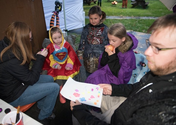 Kara Kelly, Lance Raioglo and Talliah Rawls had their faces painted by Elea and Thor Williams at the Key Pen Parks’ Halloween celebration at Gateway Park on Oct. 18. Photo: Ed Johnson, KP News
