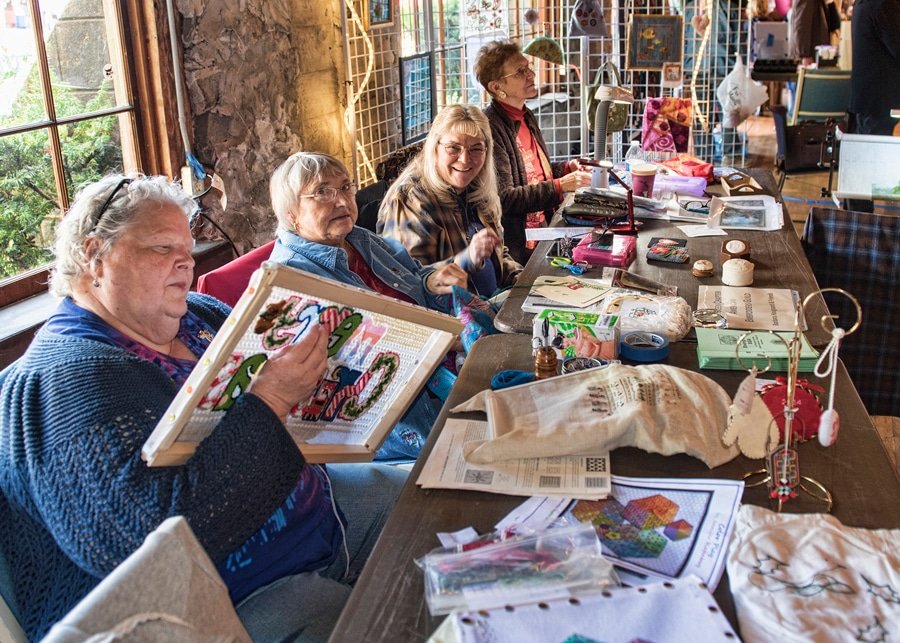 Needlecrafters demonstrate their art at the Fiber Arts Festival. Photo: Ed Johnson, KP News