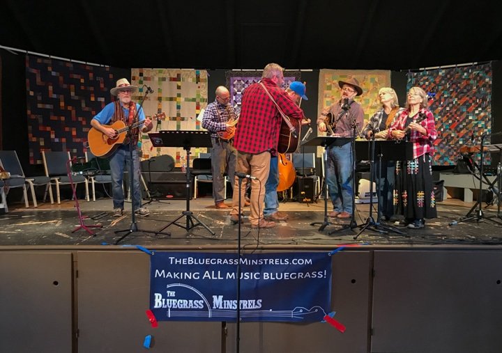 The Bluegrass Minstrels making all music bluegrass at the Fiber Arts Festival. Photo: Joseph Pentheroudakis