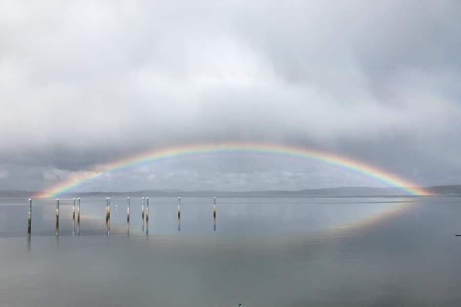 Rainbow connects Herron Island with the mainland. Photo: Joseph Pentheroudakis, KP News