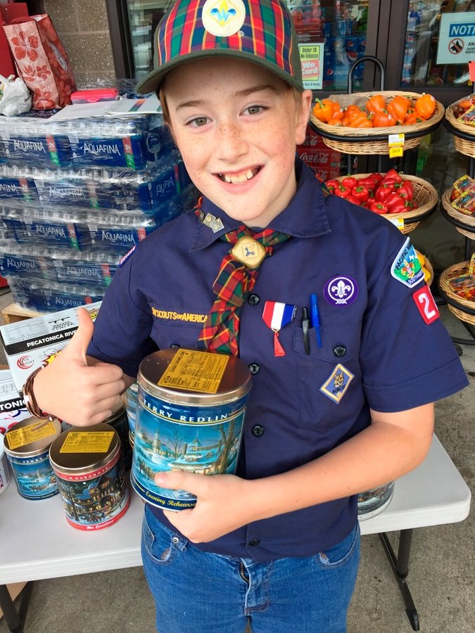 Titus Colville, student at Minter Creek Elementary and Webelos II in Boy Scout Pack 222, selling popcorn in the annual Scout’s fundraiser, now through Oct 13. Photo: Tim Heitzman, KP News