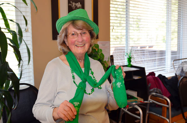 JoAnn Stevens celebrates her 92nd St. Patrick's Day. Photo: Lisa Bryan, KP News