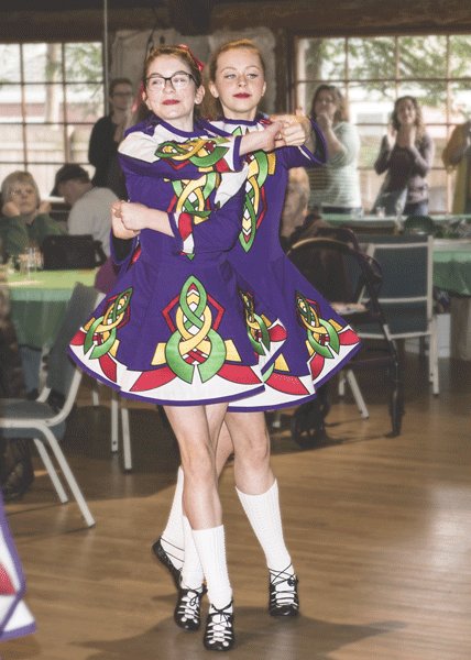A pair of Slieveloughane dancers performing at the Suds & Spuds party at the Longbranch Improvement Club March 16. Photo: Ed Johnson, KP News