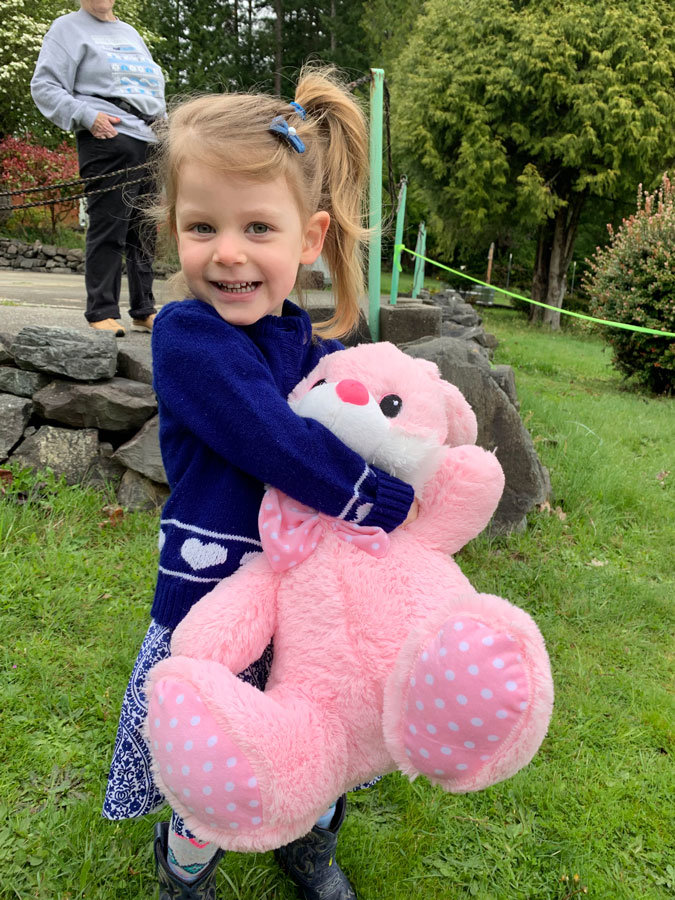 Three-yearold Violet Bruemmer upon winning the grand prize in her age group at the annual KP Sportsmen’s Club Easter Egg Hunt on Jackson Lake. Photo: Lisa Bryan, KP News