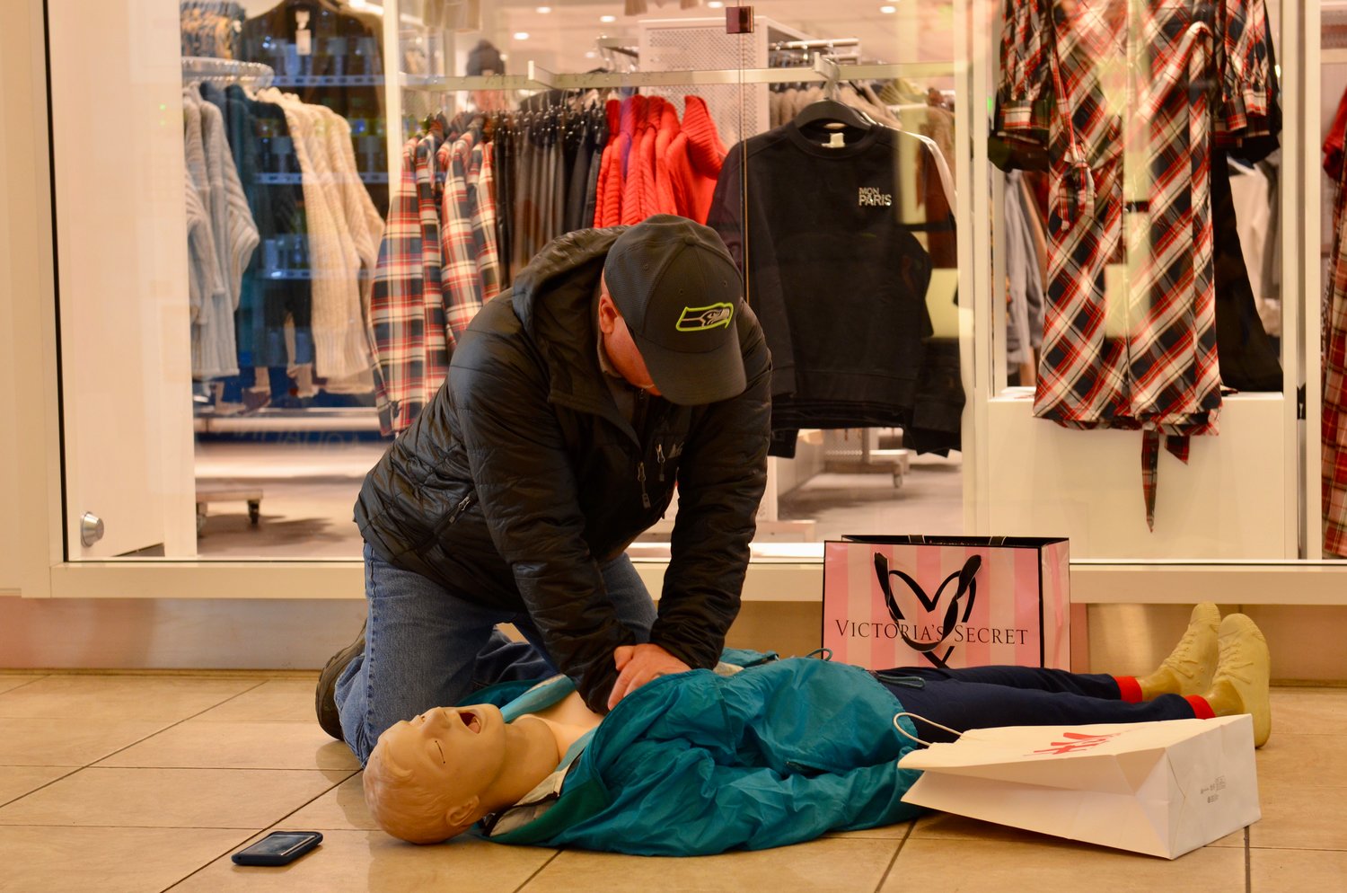 Thanks to a phone app, this dummy could be you receiving CPR from a volunteer first responder until medics arrive.