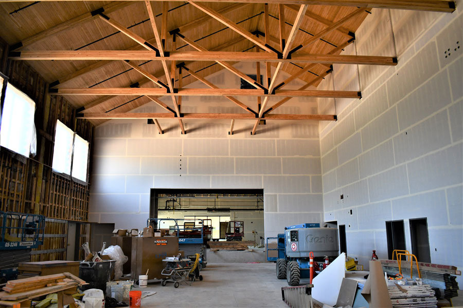 Inside the new Evergreen Elementary building as it undergoes the final stages of construction.