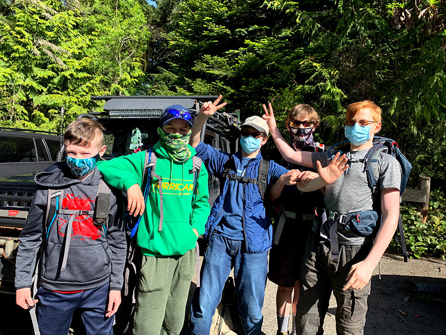 Getting ready to hike 10 miles out to Dungeness Spit to earn the Hiking Merit Badge