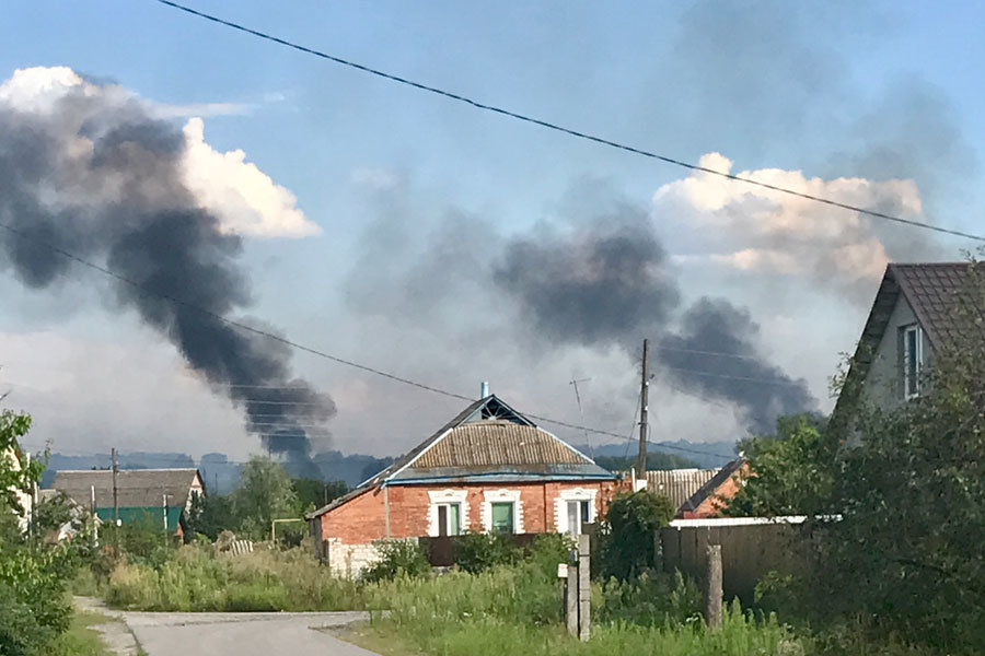 Shelling in Tsyrkuny. “We had just left that location 10 minutes earlier. Then it was shelled. I’m guessing the Russian drones had been on top of us all day,” Bates said.