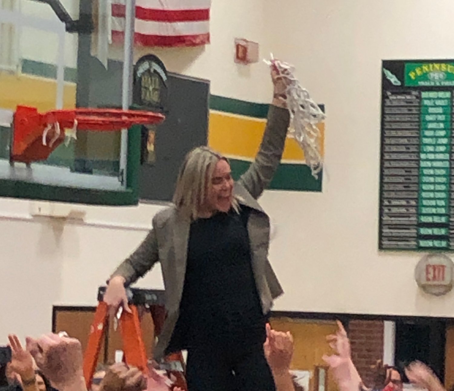 Coach Hannah Lekson after winning the South Sound Conference February 3.