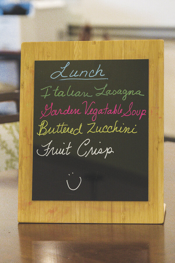 A sample menu employees are learning to prepare.