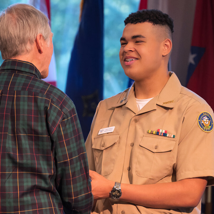 PHS student Prince Charles made out big at the Peninsula Tidehawks NJROTC awards ceremony with multiple awards, including Most Improved Sophomore of the Year and the North West Youth Leadership Conference Scholarship.