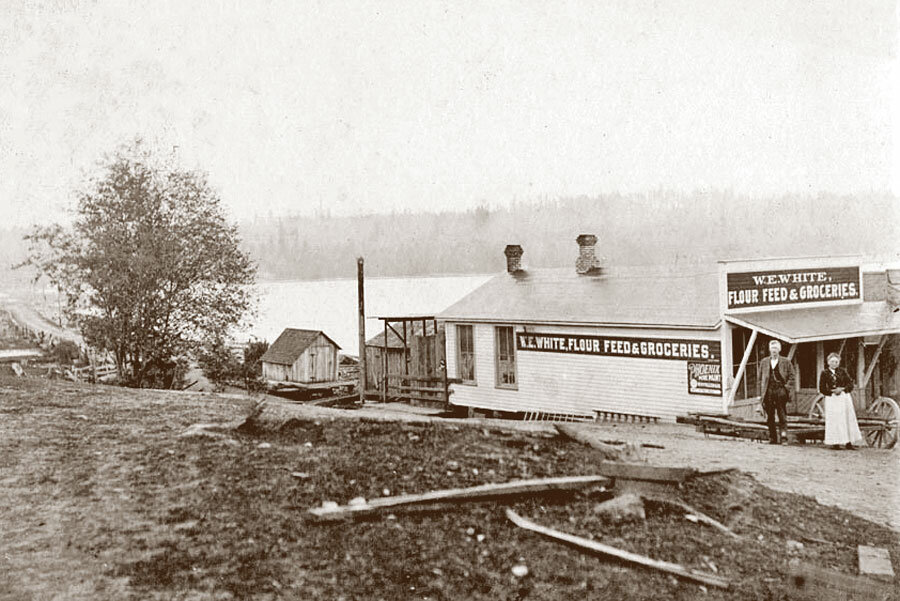 W.E. White Flour Feed and Grocery in Wauna, circa 1918.